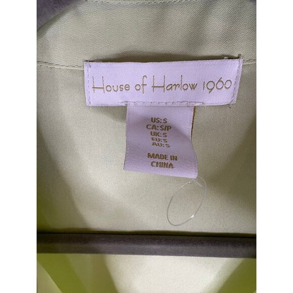 House Of Harlow 1960 Satin Crop Top Wide Leg Pants Set Green Party Vacation S - Picture 9 of 9